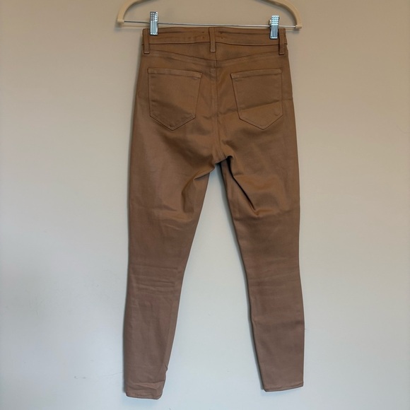 L’Agence Margot Skinny High Rise Coated Denim Jeans Cappuccino Brown Size 26 - Picture 4 of 10
